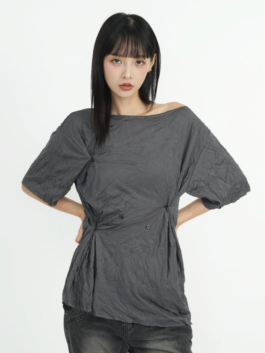 wrinkle adjustable button tops
