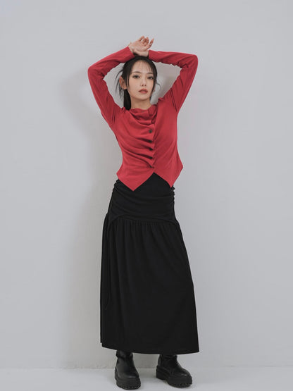 asymmetry frill blouse t