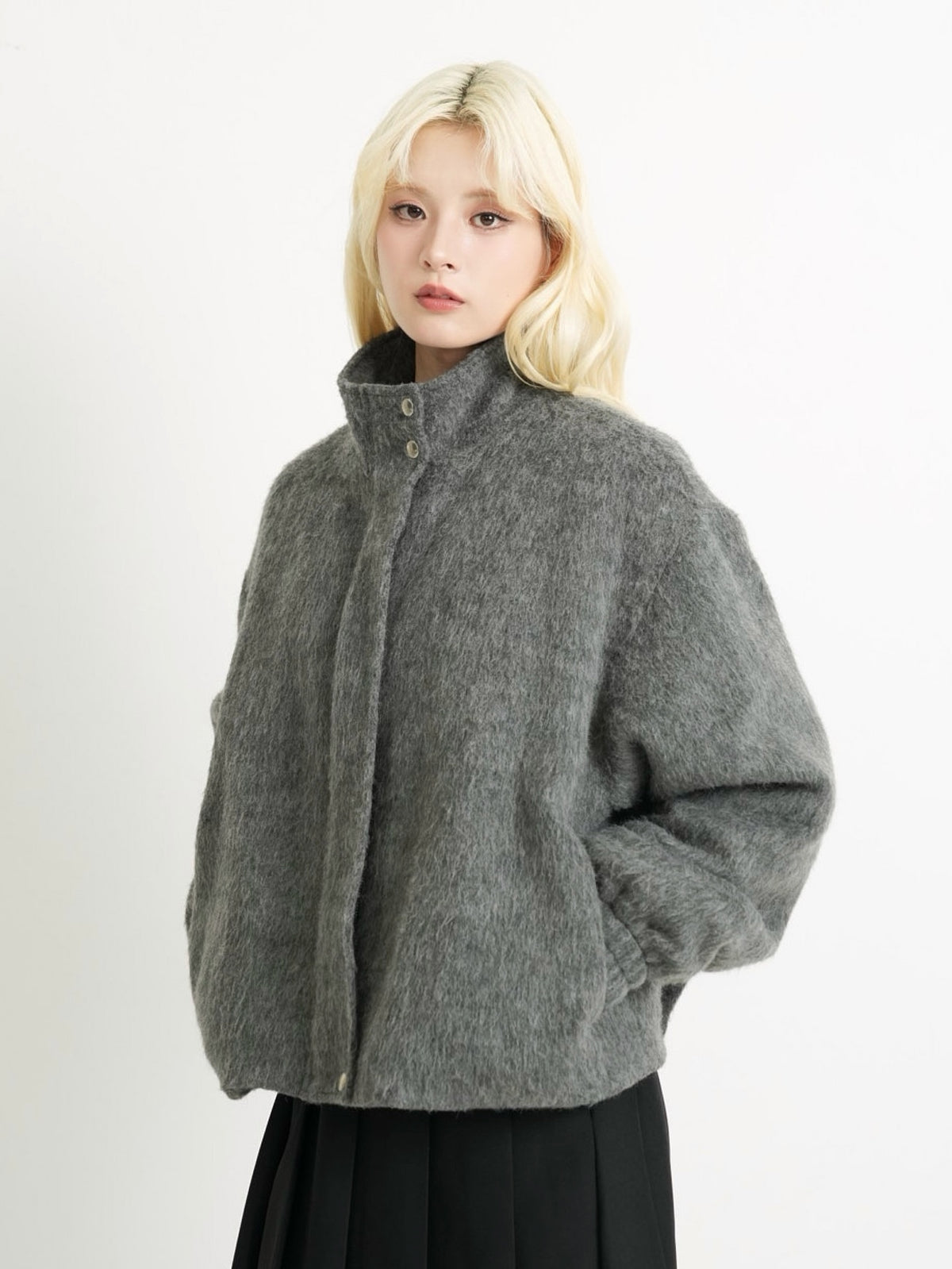 mohair snap blouson