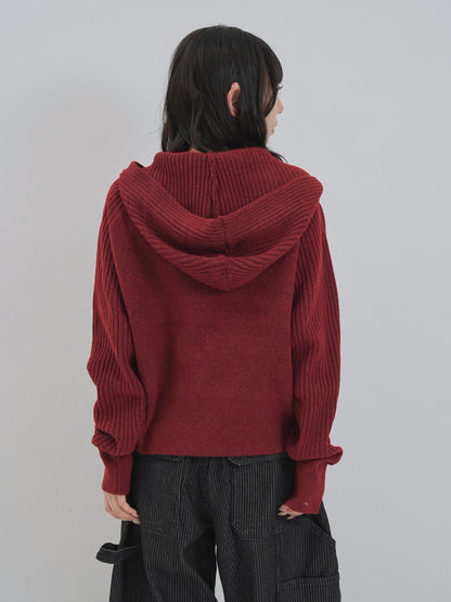 high-neck button knit cardigan