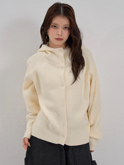 high-neck button knit cardigan