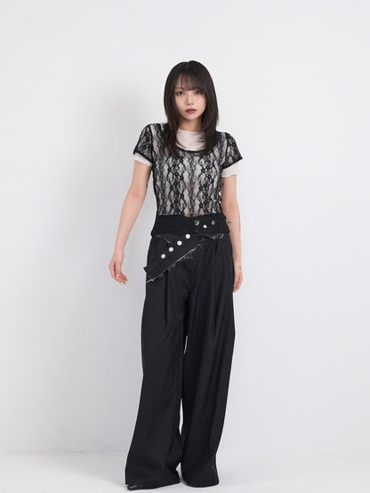 lace layered sheer tops