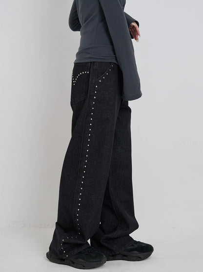 curve studs denim pants