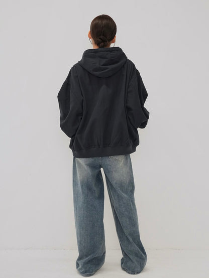over pocket zip up hoodie