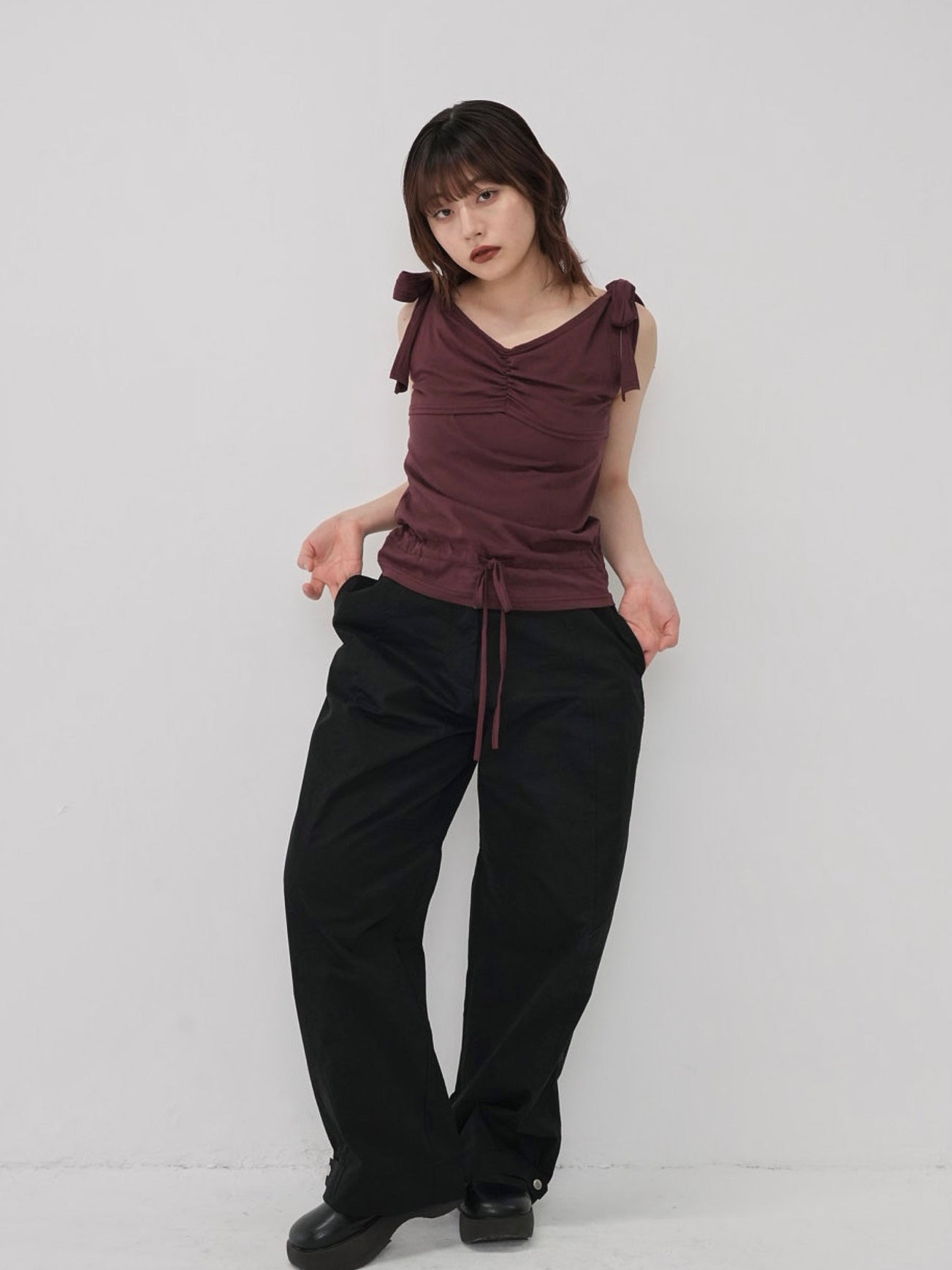 ribbon strap gather tops