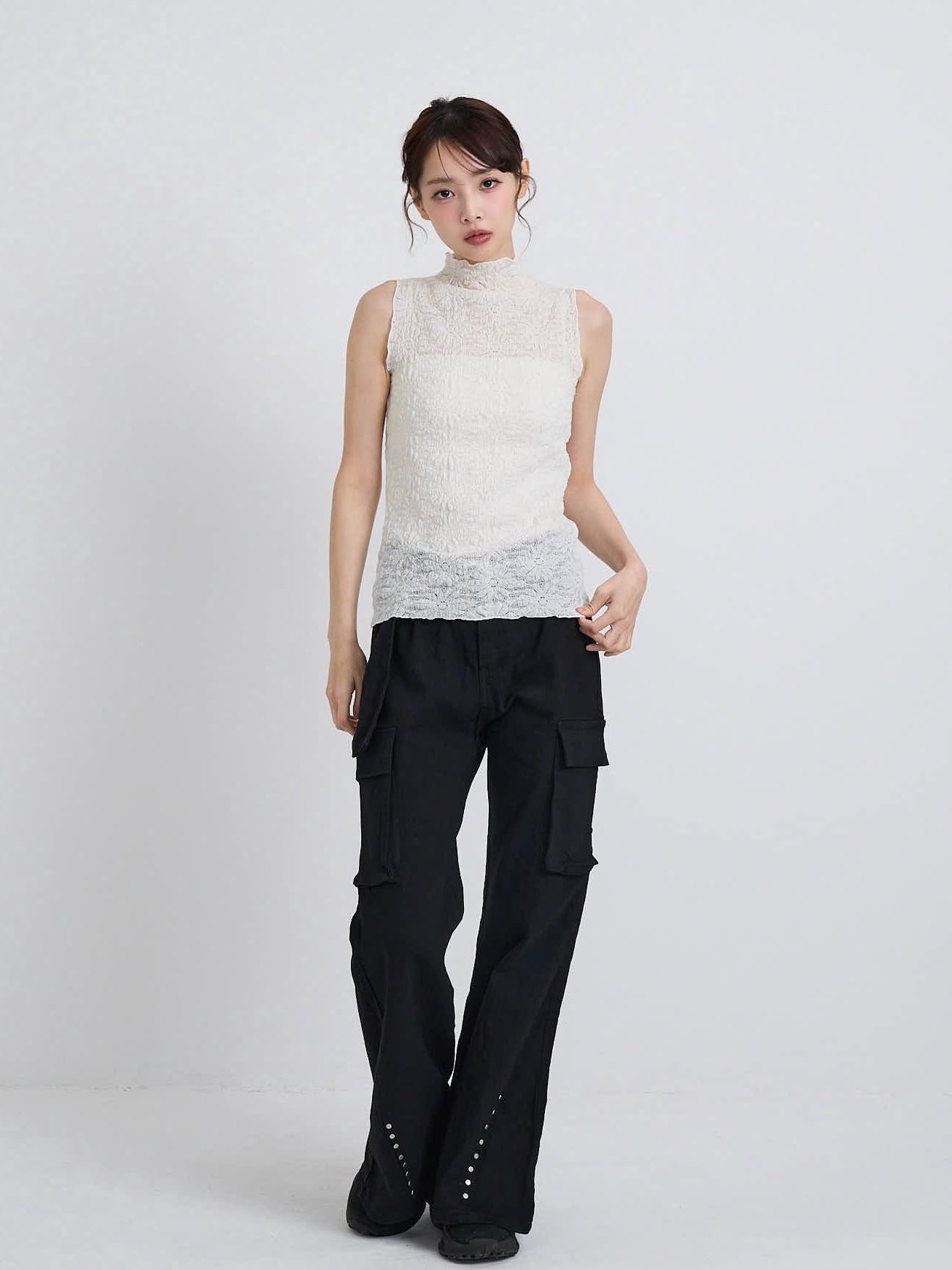 flower lace sleeveless top