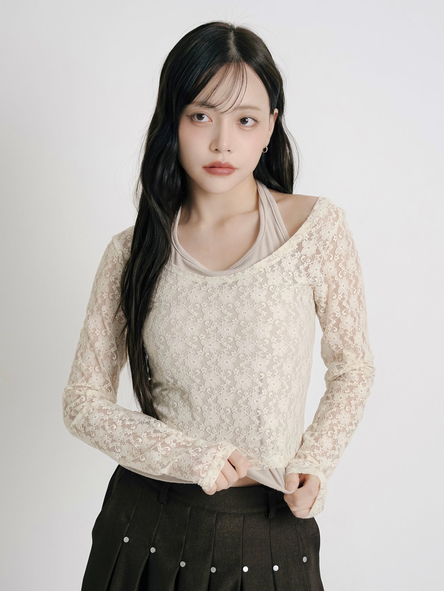 layered lace halter tops
