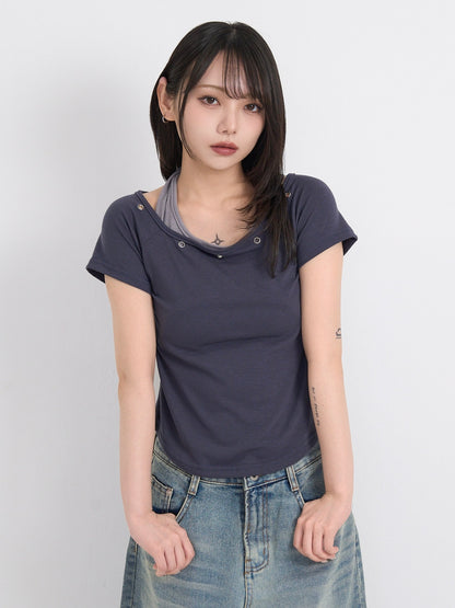 eyelet halter layered tops