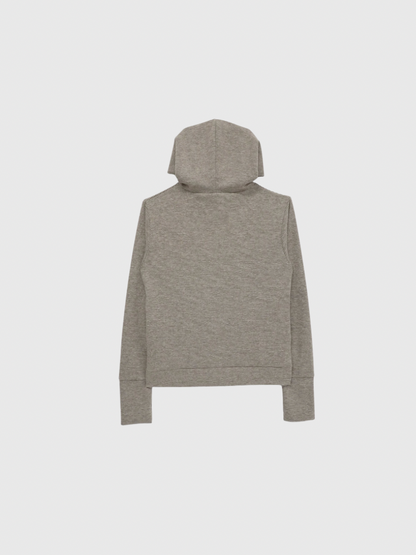 fleece zip button hood tops