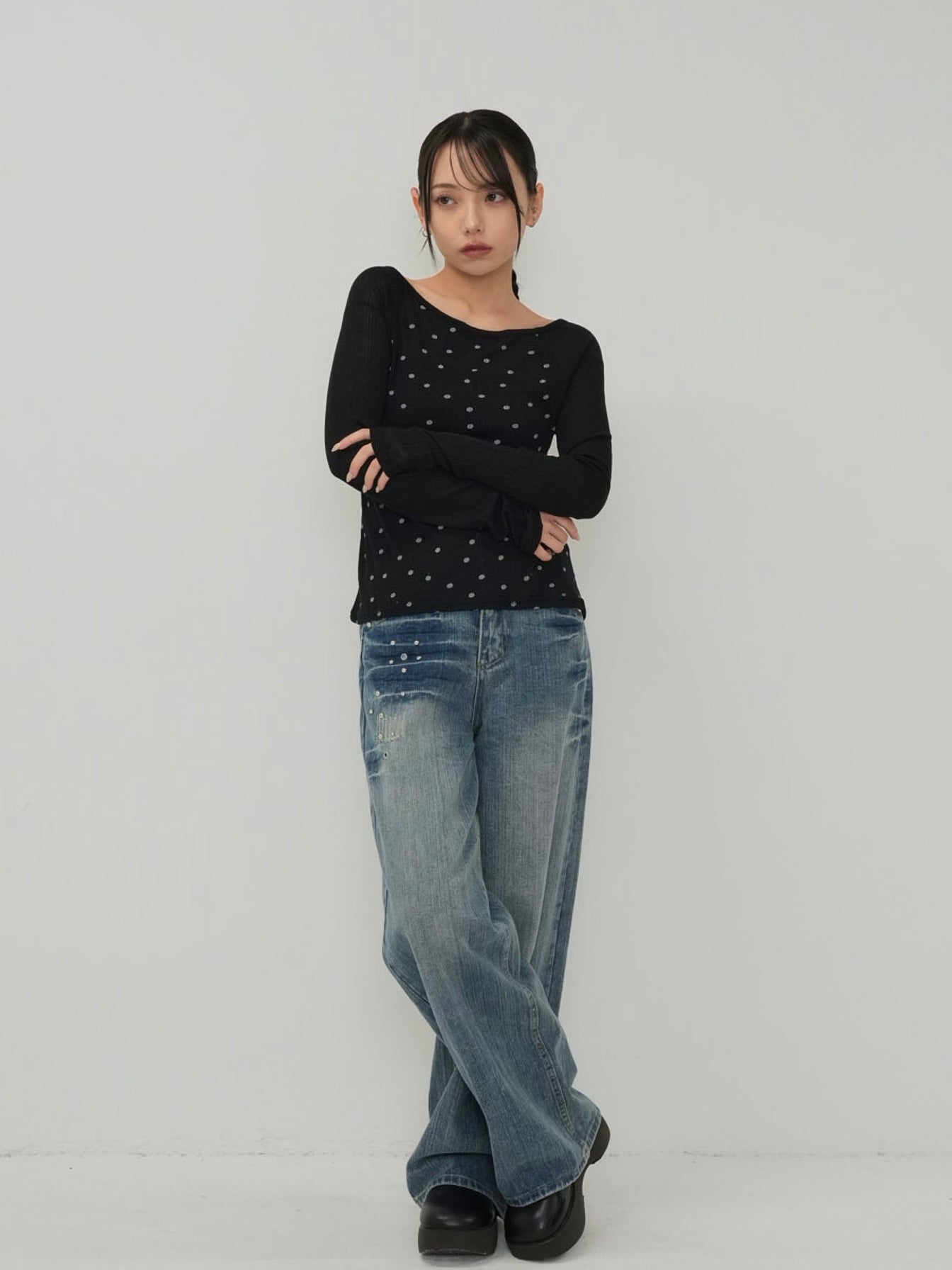 light dot raglan tops