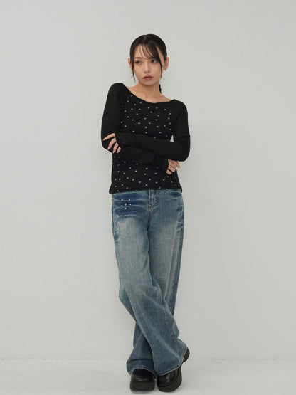 light dot raglan tops