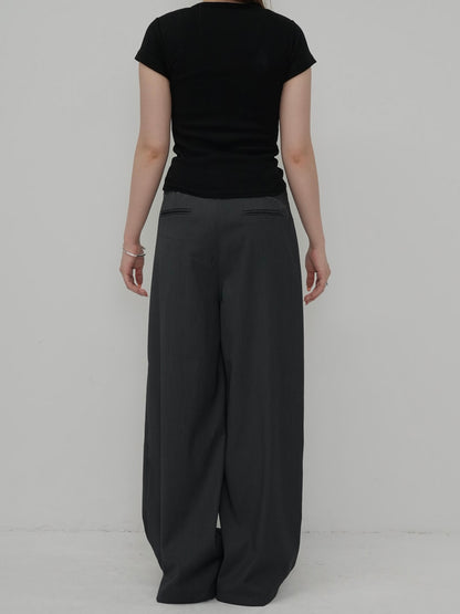 layered belt wide pants