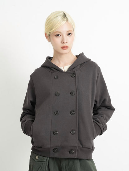 button front hooded jacket