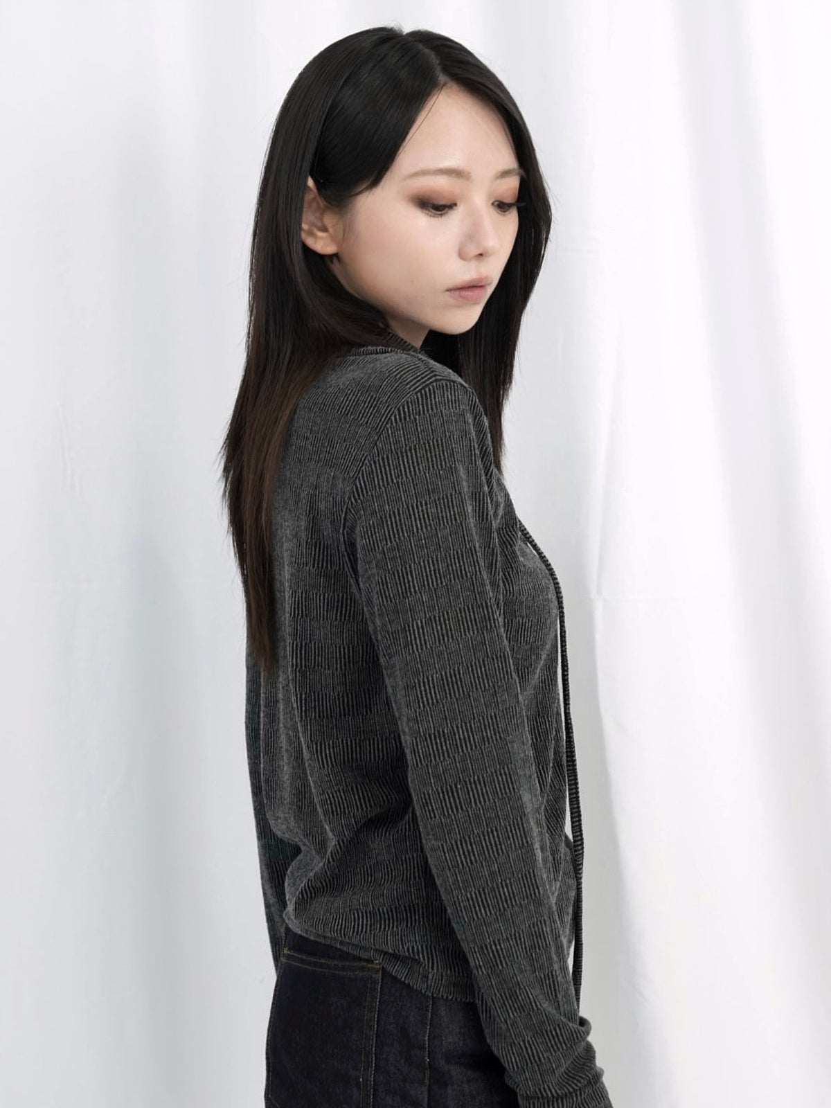 lace up collar tops