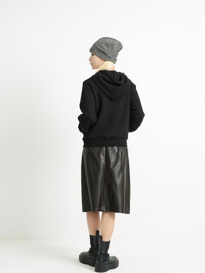 button front hooded jacket