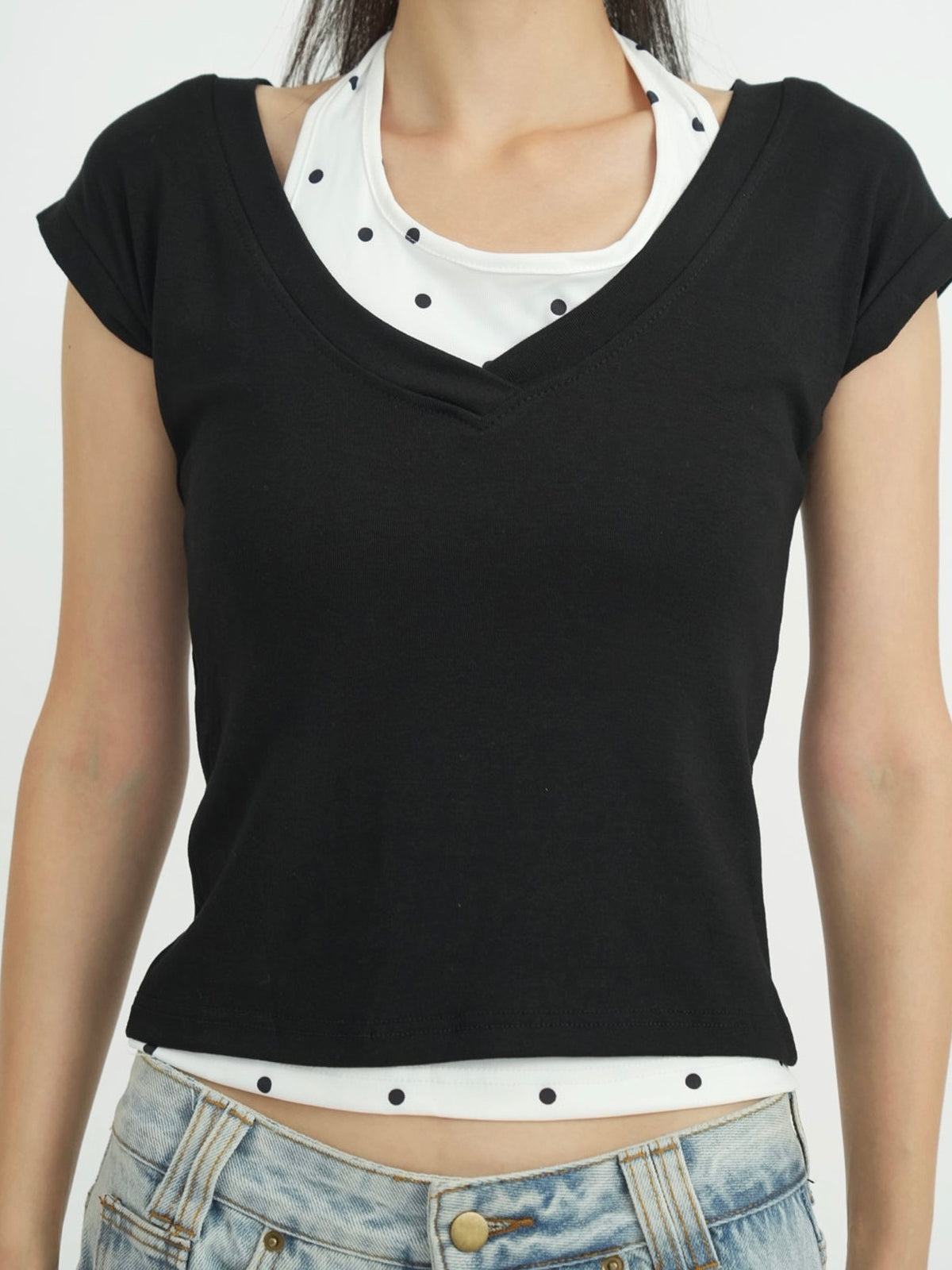 polka dot layered tops