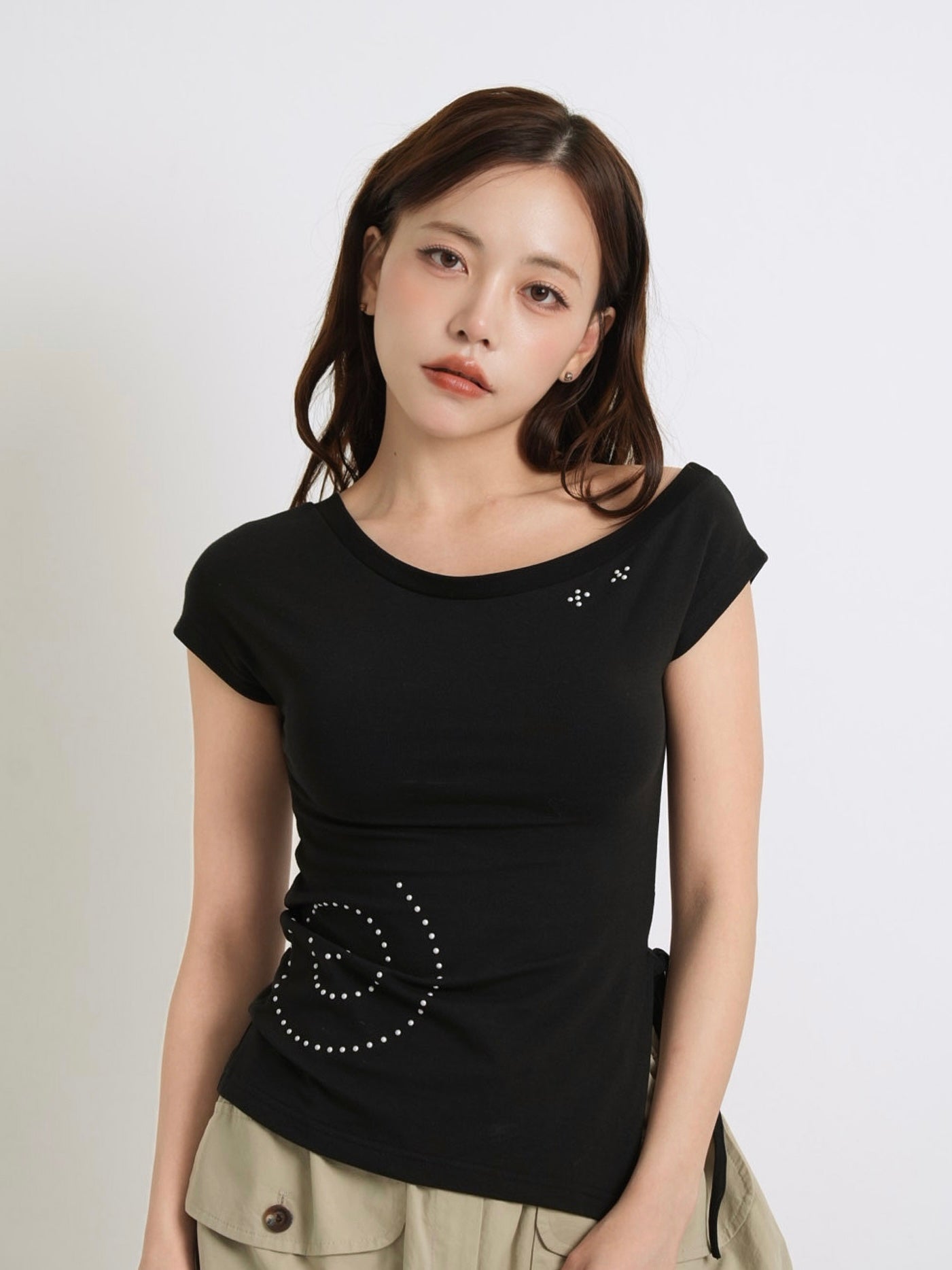 rhinestone motif slit tops