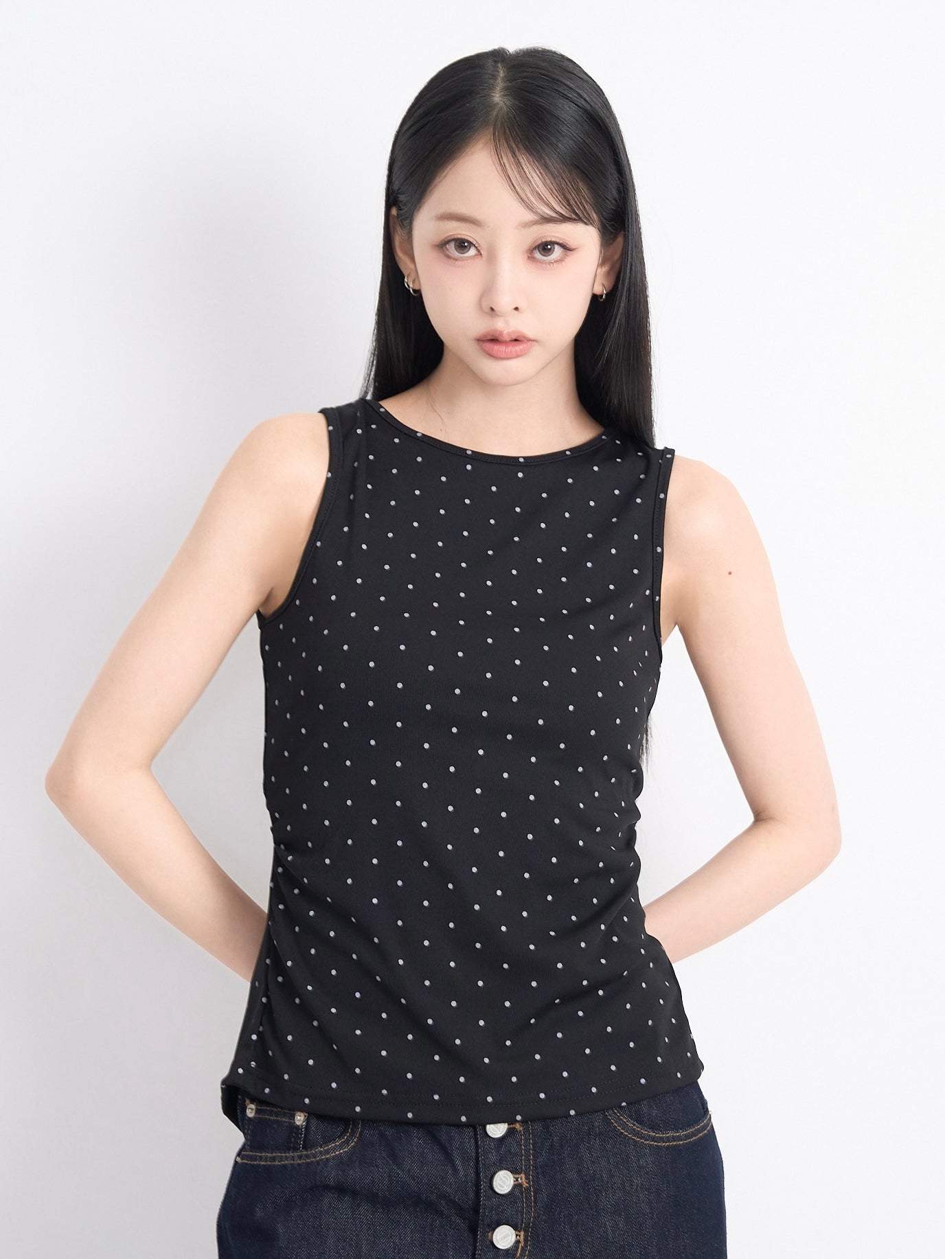open back ribbon dot tops