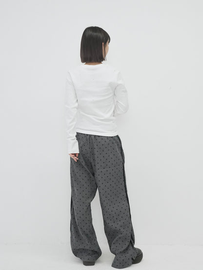 dot wide line pants