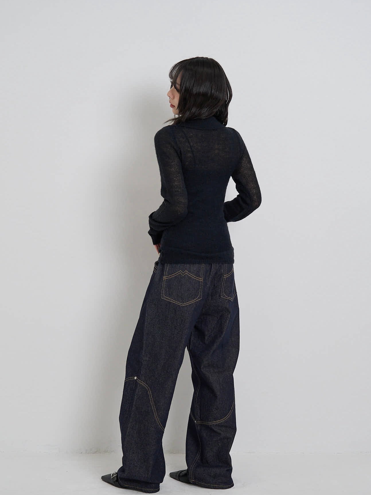 light sheer polo knit