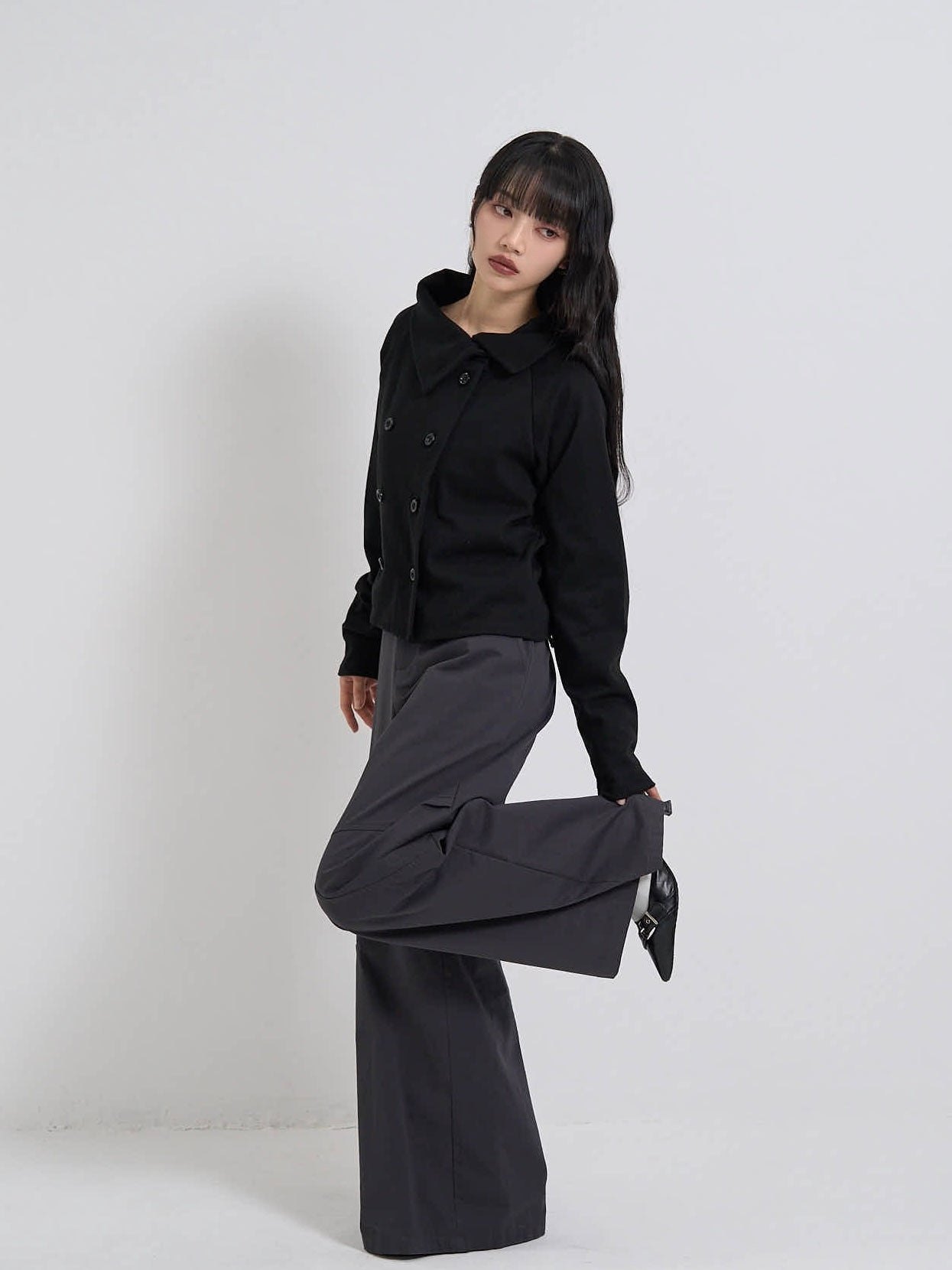 minimal double button cardigan