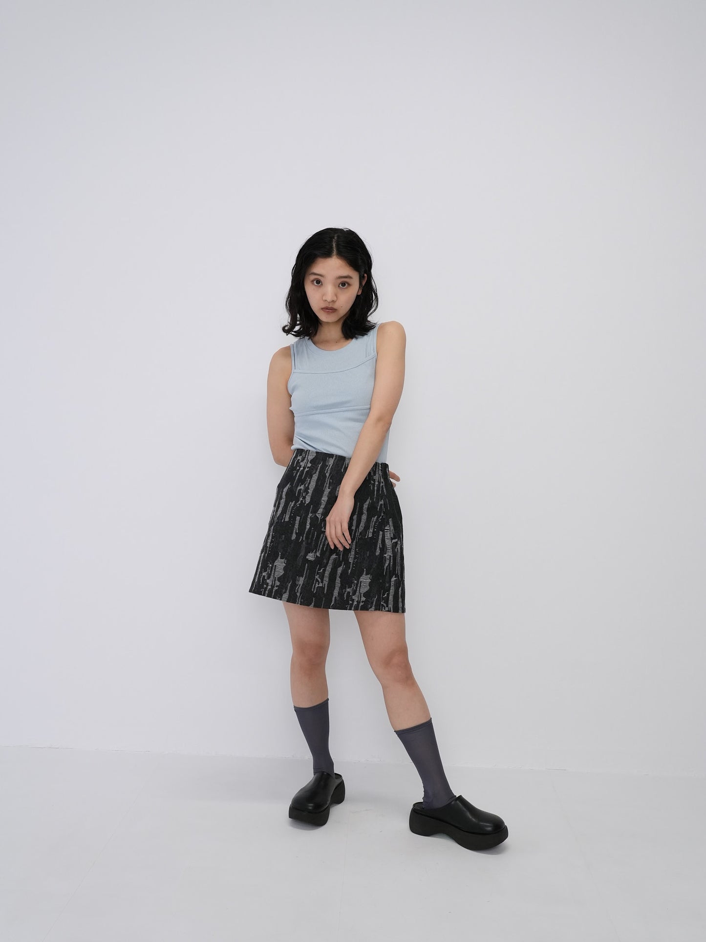 denim clash mini skirt