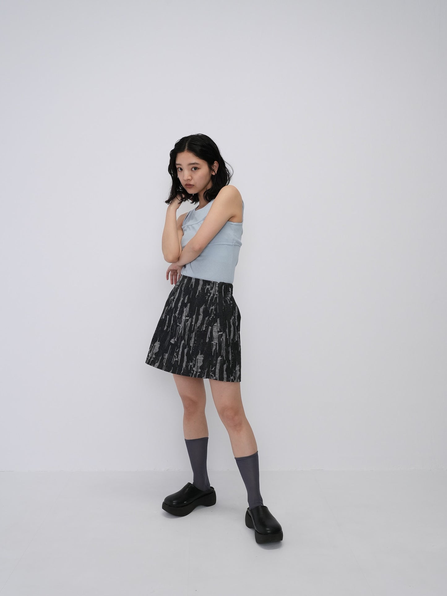 denim clash mini skirt