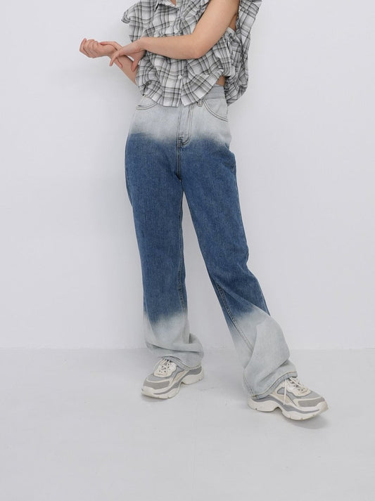 two-tone denim pants