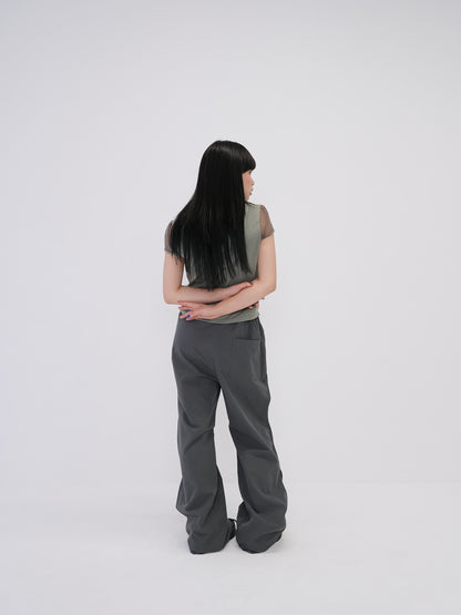 wave cut button pants