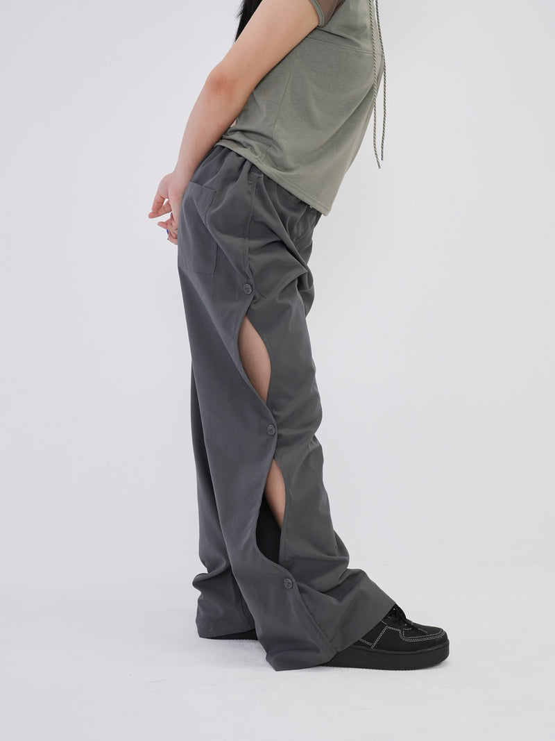 wave cut button pants