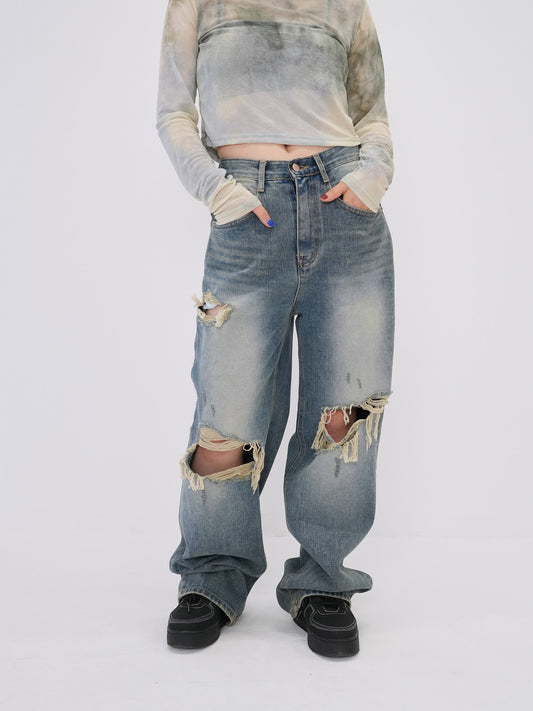 sand wash damage denim