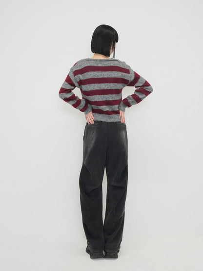 fake layered boarder knit