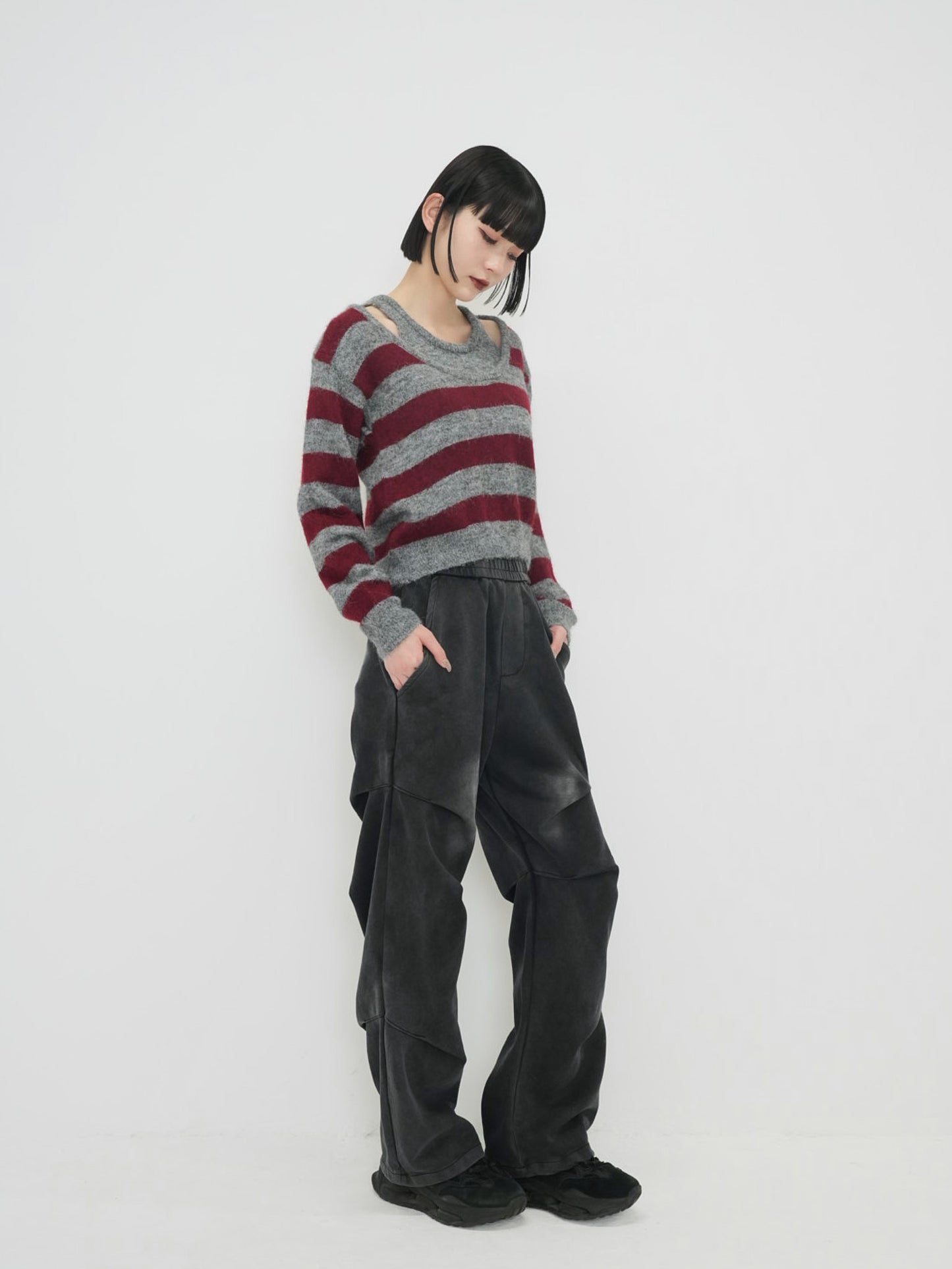 fake layered boarder knit