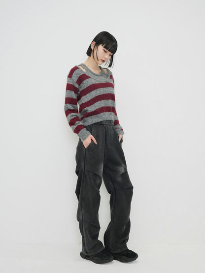 fake layered boarder knit