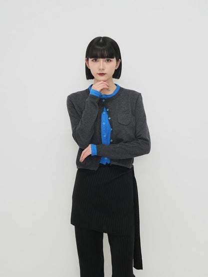 layered crew neck cardigan