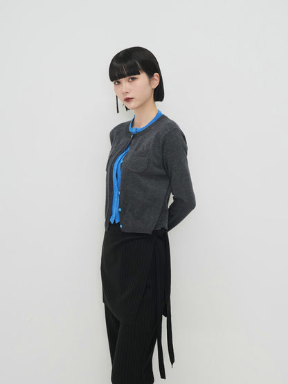 layered crew neck cardigan