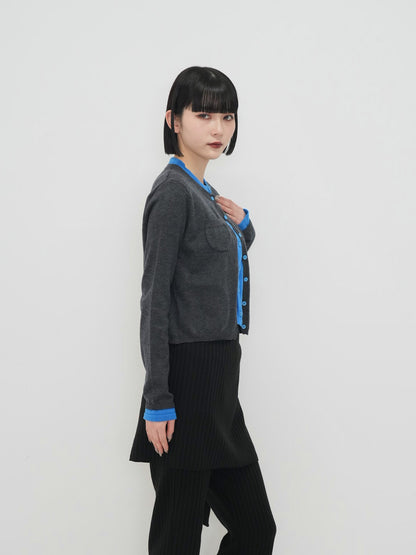 layered crew neck cardigan