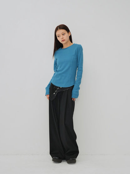 layered belt wide pants