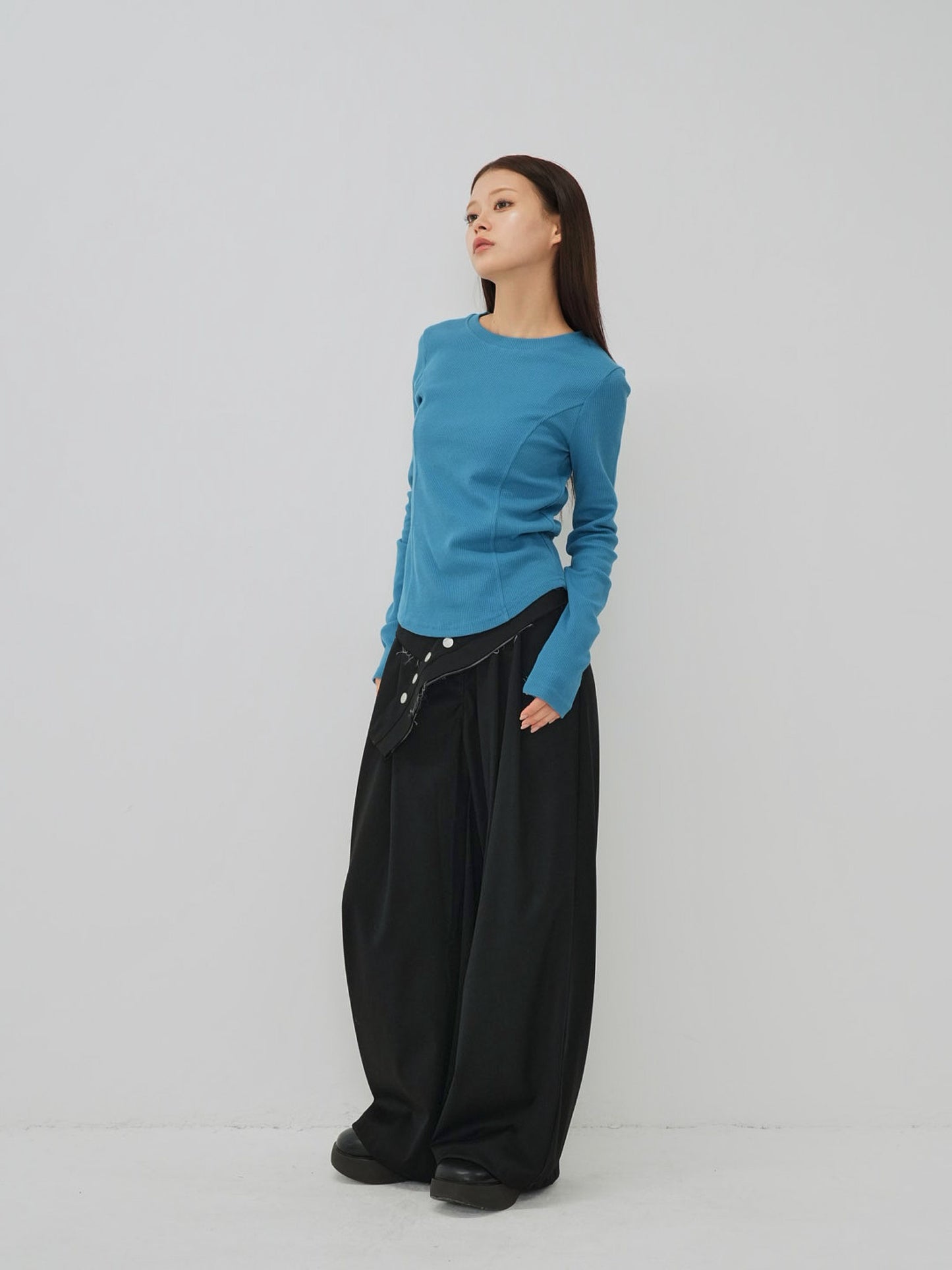 layered belt wide pants