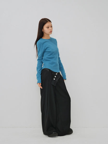 layered belt wide pants
