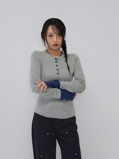 bicolor button round tops