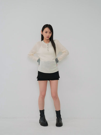 bicolor button round tops