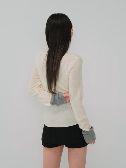 bicolor button round tops