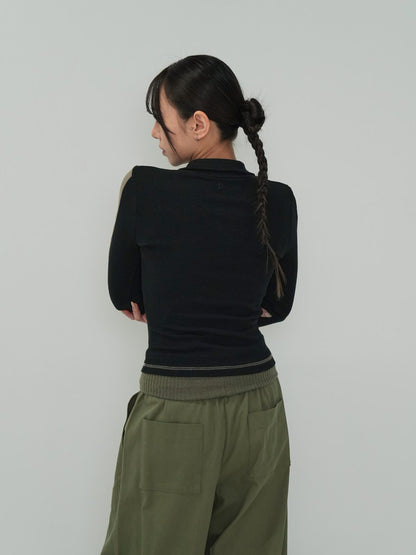 line tight high neck T