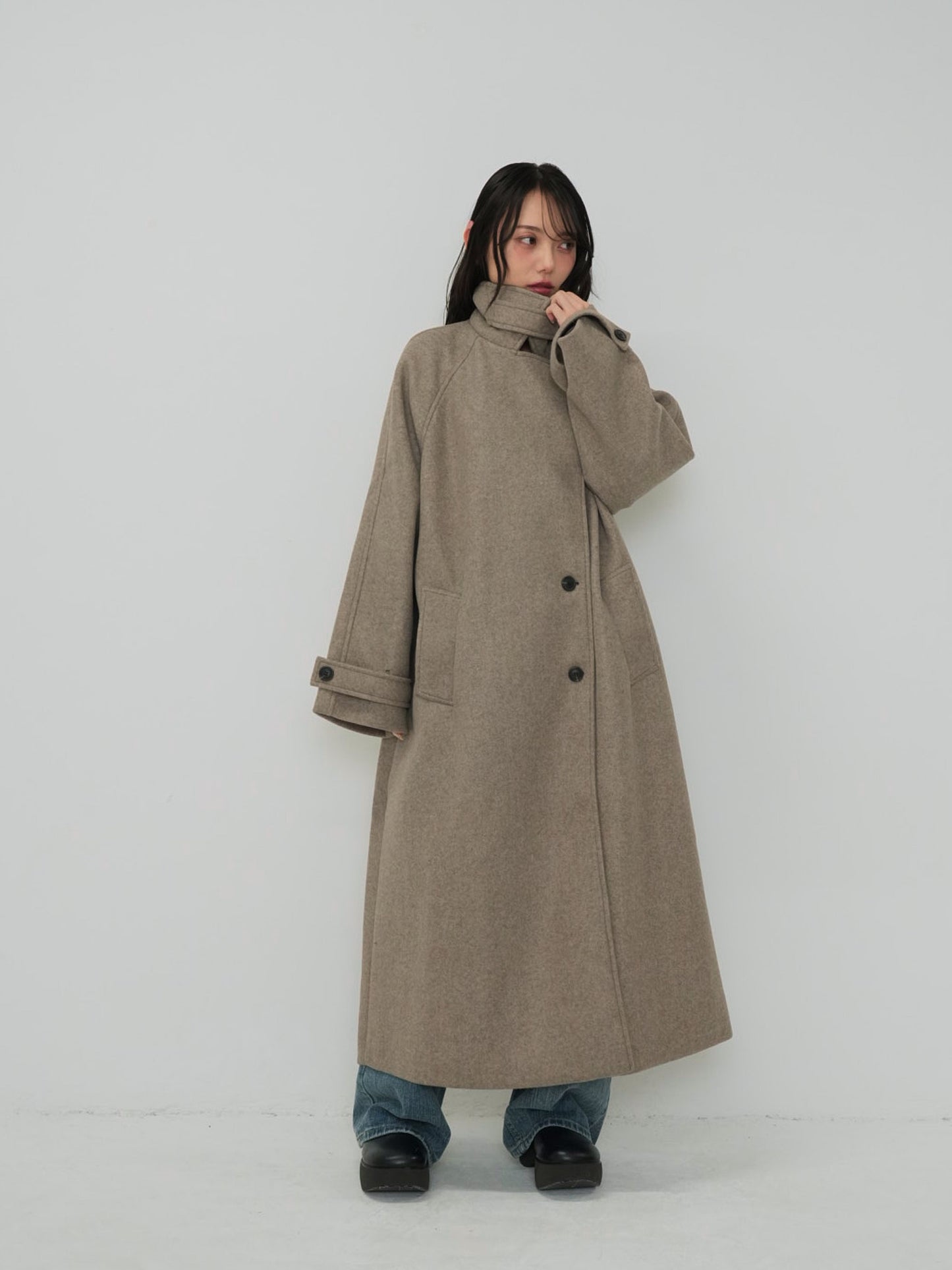 standcollar wool coat