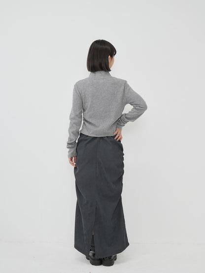 corduroy side gather skirt