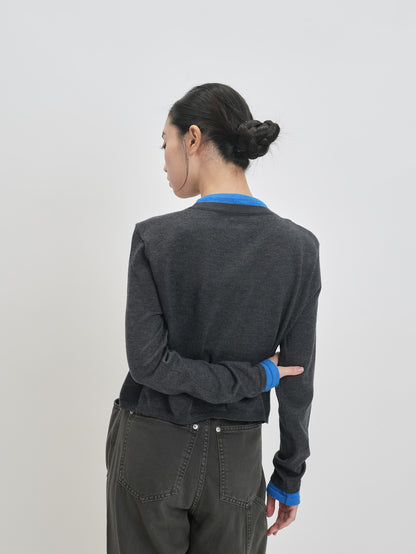 layered crew neck cardigan