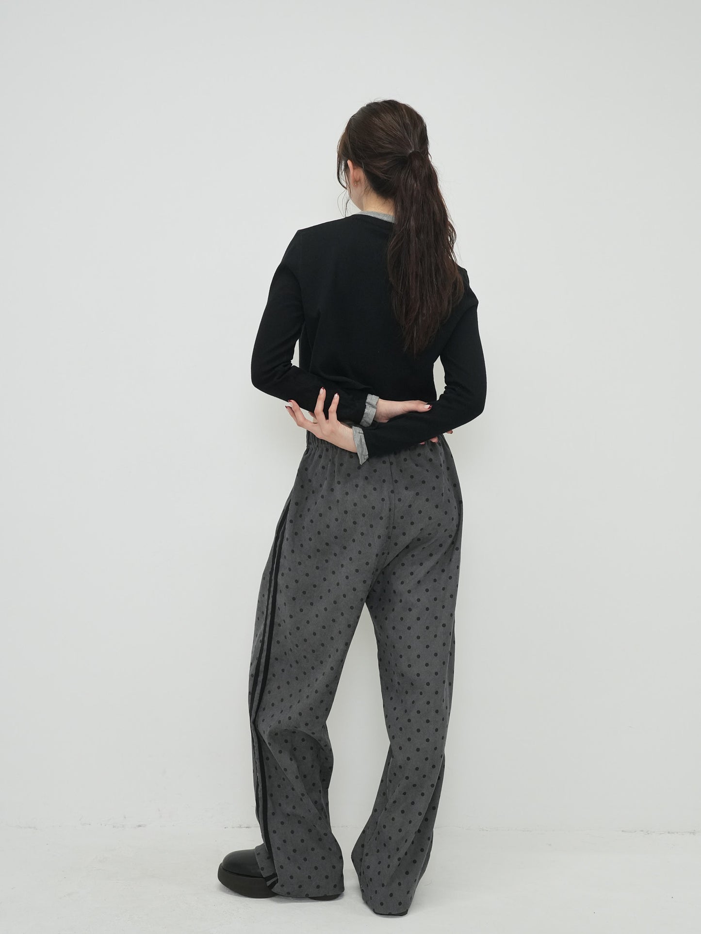 dot wide line pants