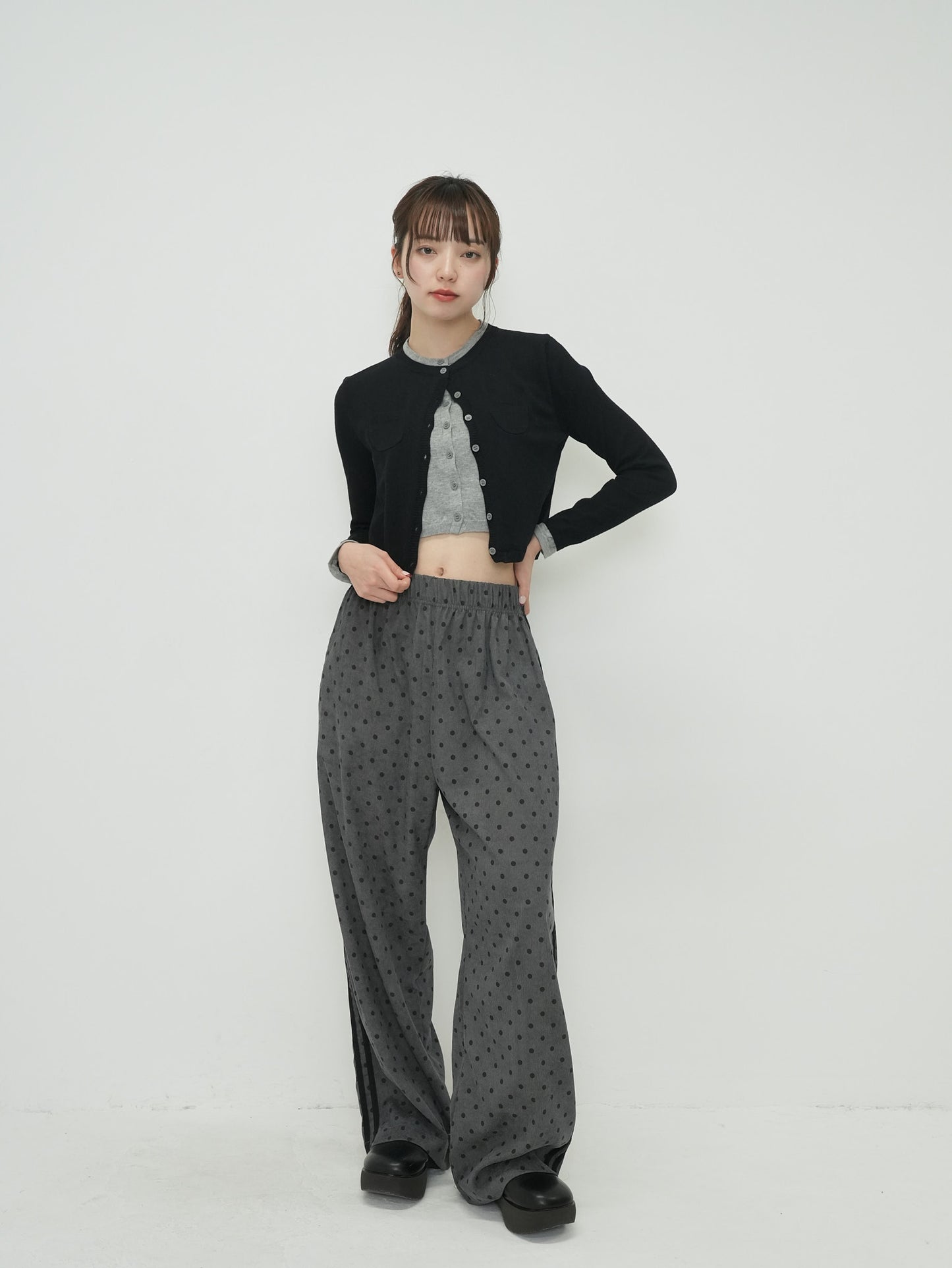 dot wide line pants