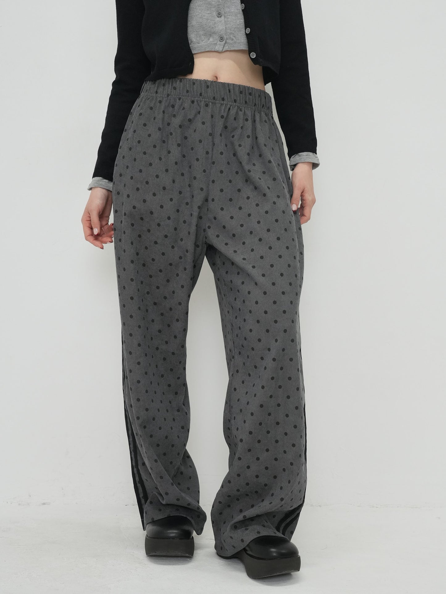 dot wide line pants